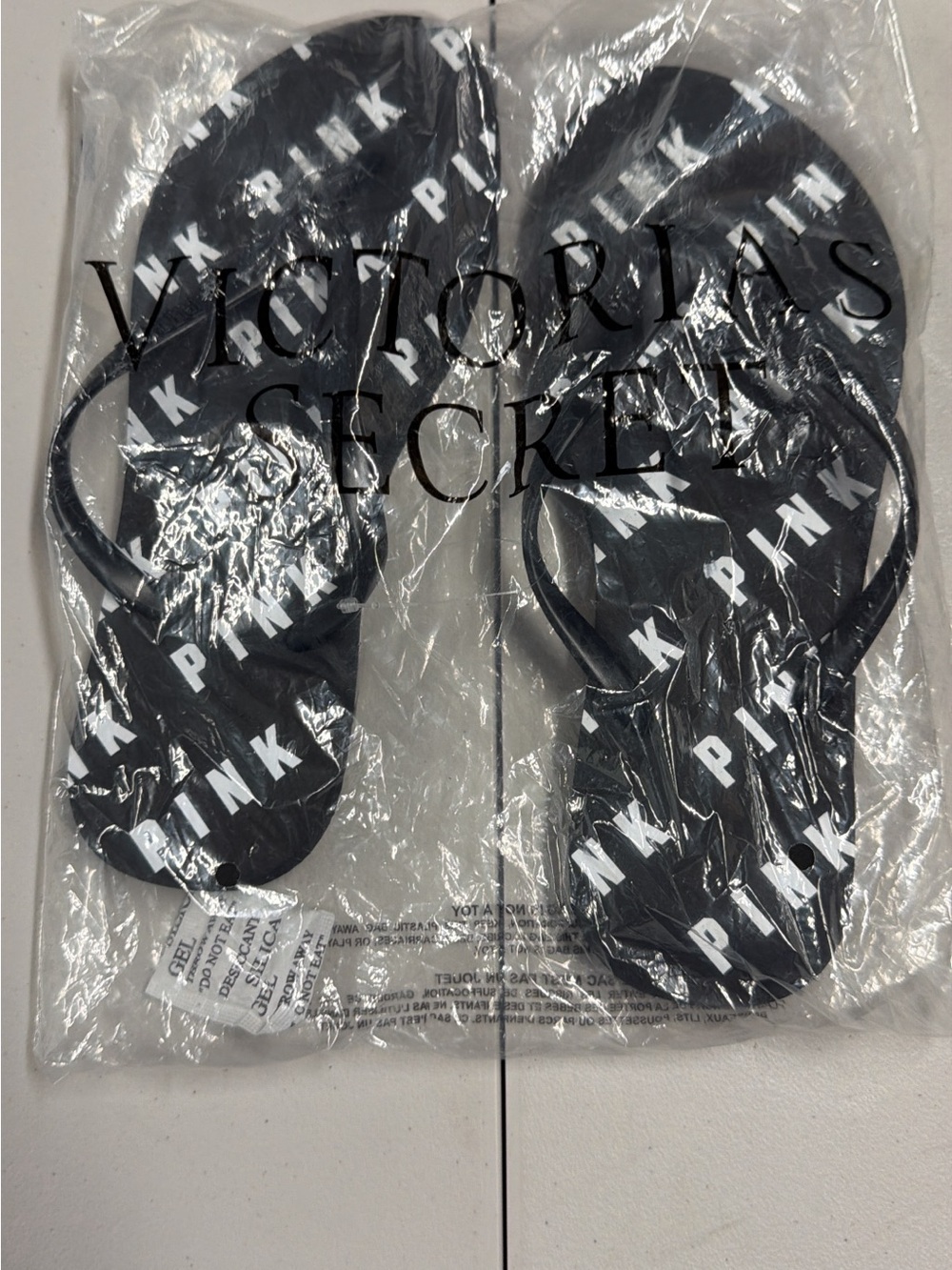 Victoria's Secret PINK Black Logo Flip Flops